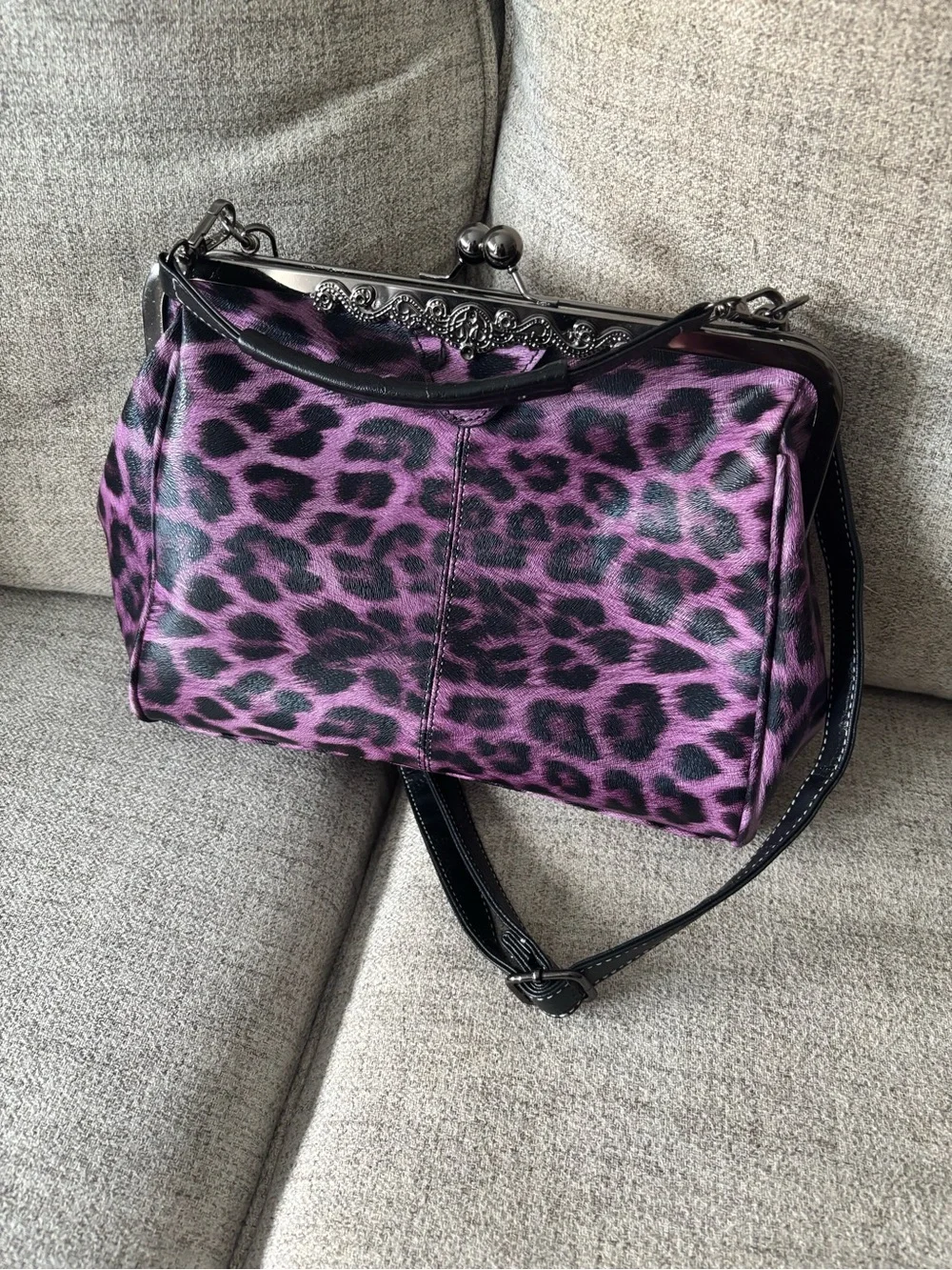 Purple Leopard Print Shoulder Bag